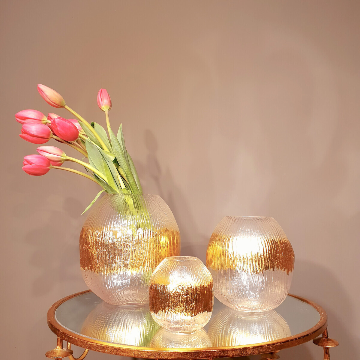 Vase Candlestick Glass Golden
