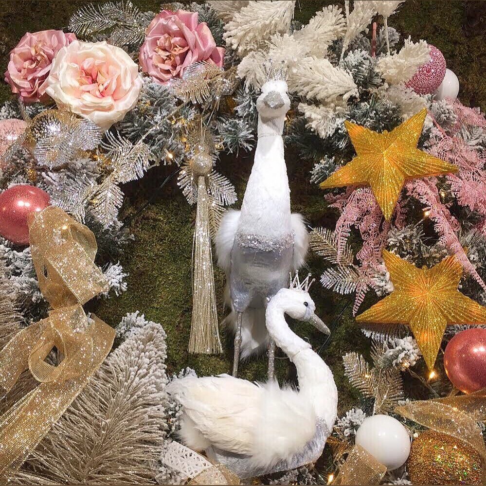 Christmas Wreath Crane Swan