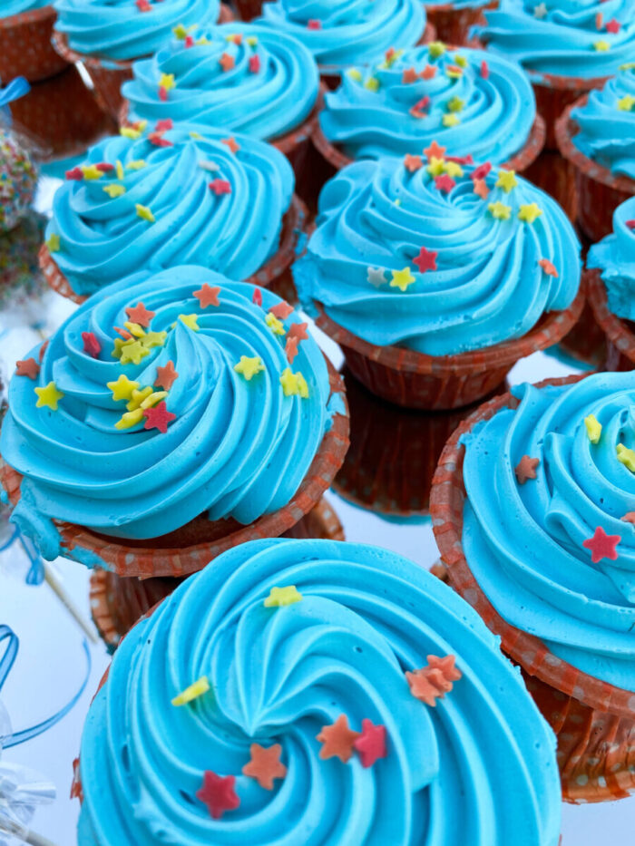 Christening Candy Bar Light Blue Cup Cakes