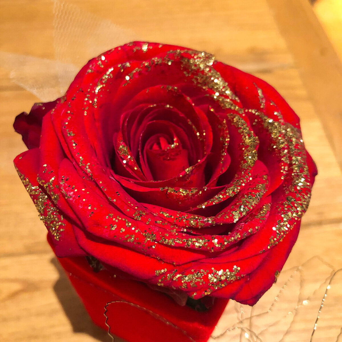 Red Rose Glitter Box Velvet