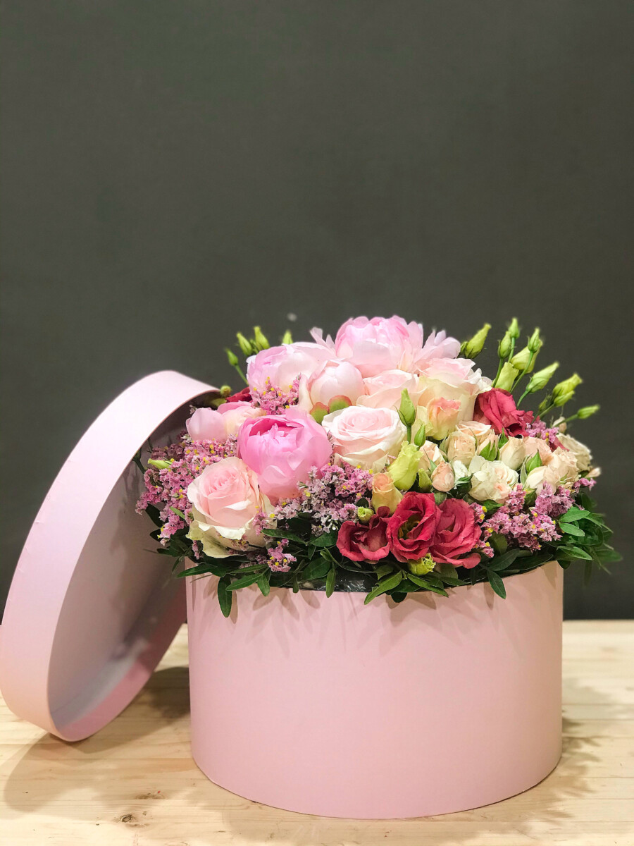 Ροζ Κουτί Μπουκέτο Λουλούδια