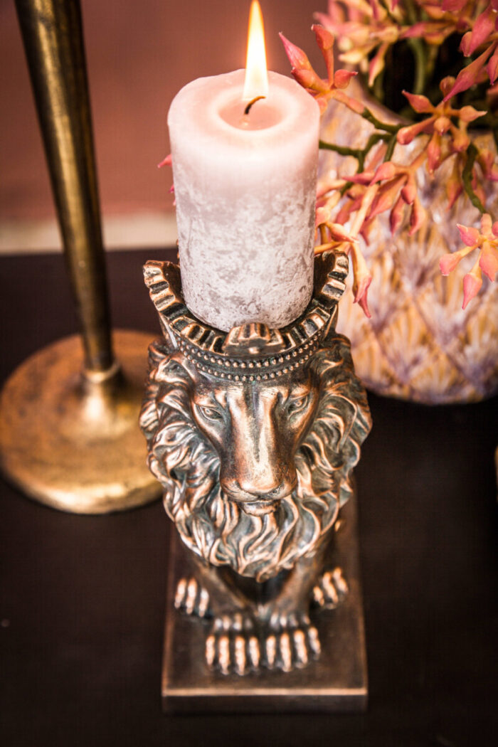 Candlestick Lion Ceramic Bronze
