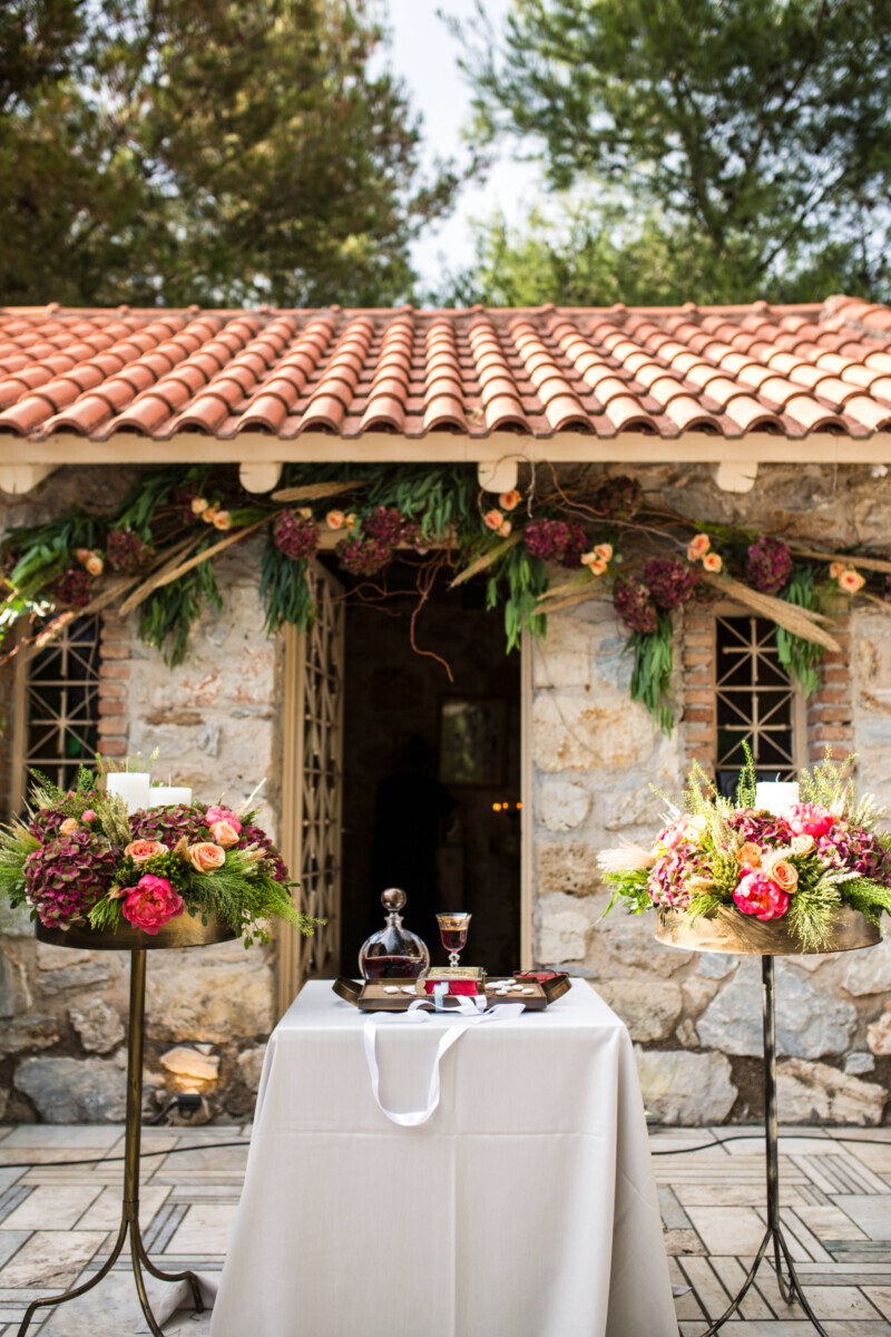 Greek Orthodox Wedding Candles Wheat Sheeves Hydrangeas Bicolor Peonies Roses