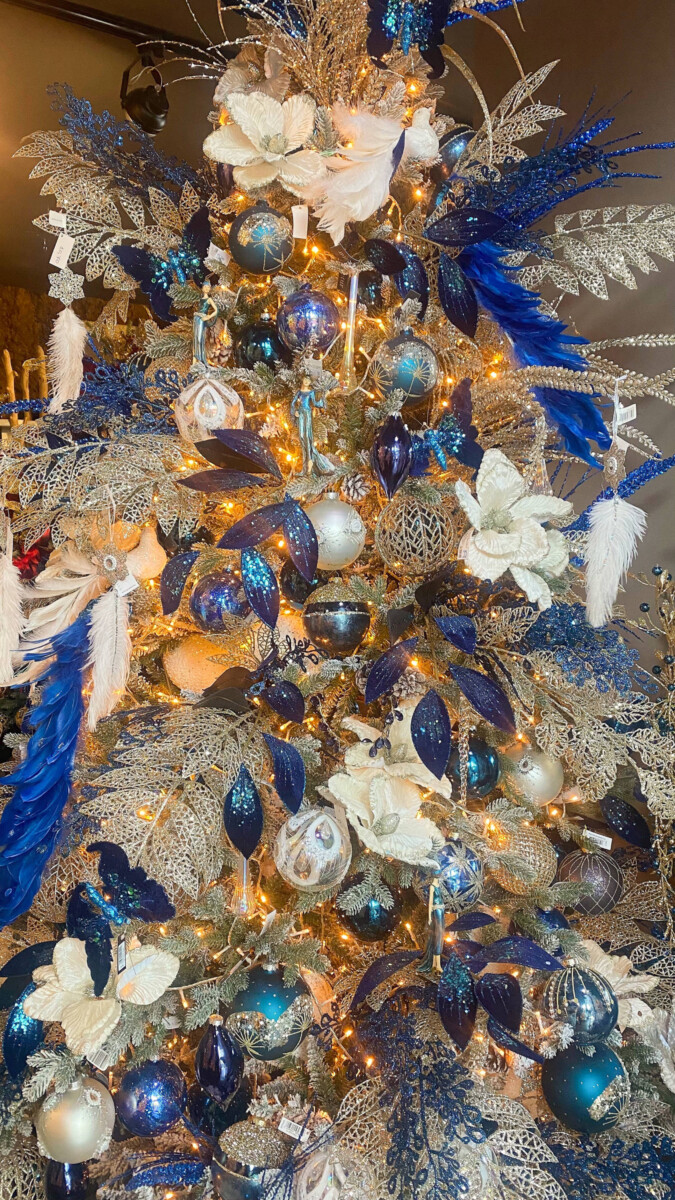 Χριστουγεννιάτικη Διακόσμηση Δέντρου Μπλε Λευκό Χρυσό